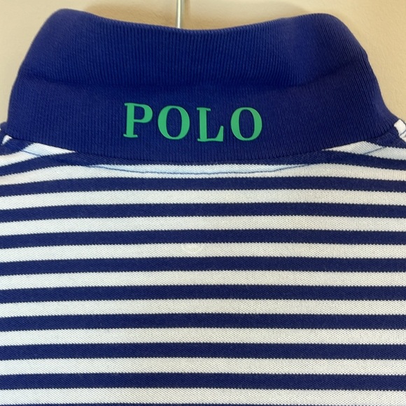 Polo Golf by Ralph Lauren Blue & White Pro-Fit Striped Shirt with Green Pony - Picture 2 of 8